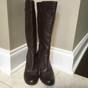 $129 COLDWATER CREEK brown leather knee boot 6.5